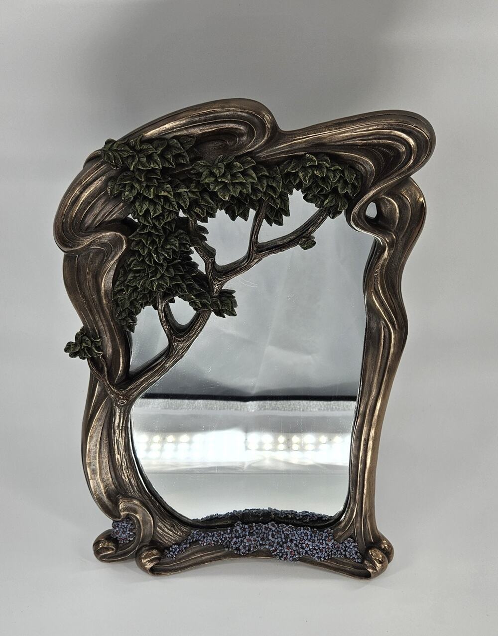 Summit Collection Art Nouveau Tree Mirror Cold Cast Bronze Vanity Tabletop